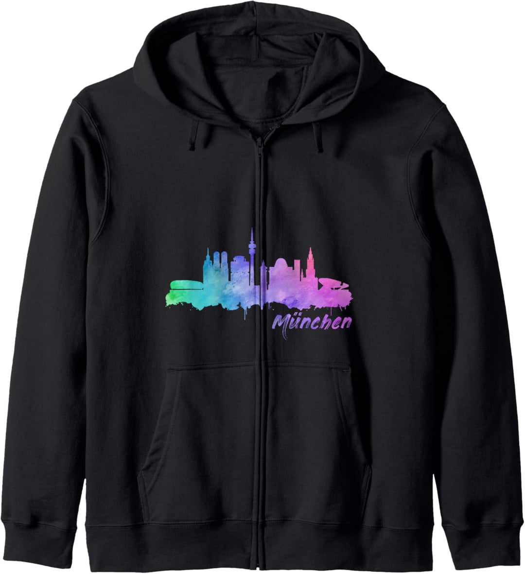 München Skyline Deutschland Watercolor Style Kapuzenjacke
