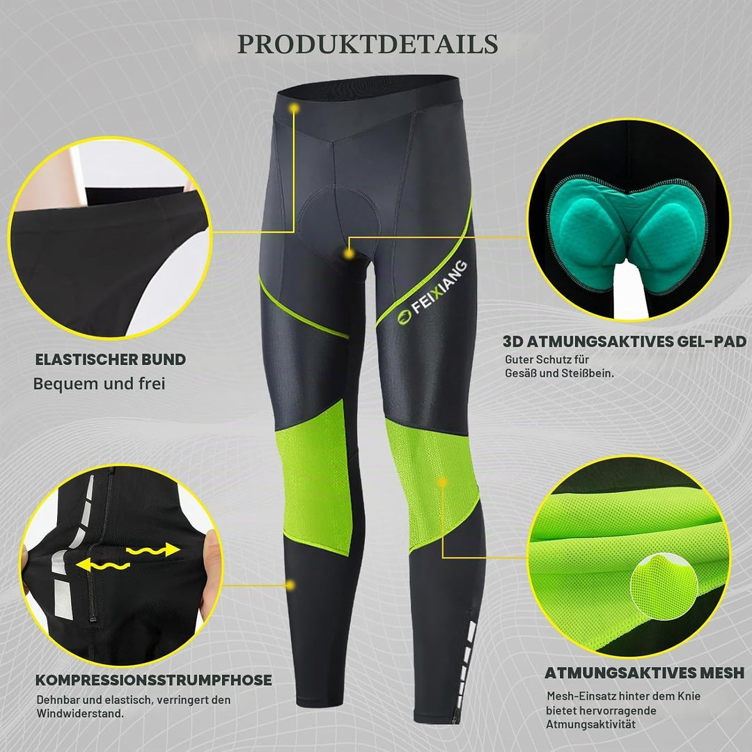 MEETWEE Herren Radlerhose Lange Fahrradhose, Kompression Radhose Leggings Radsport Hose für Männer E