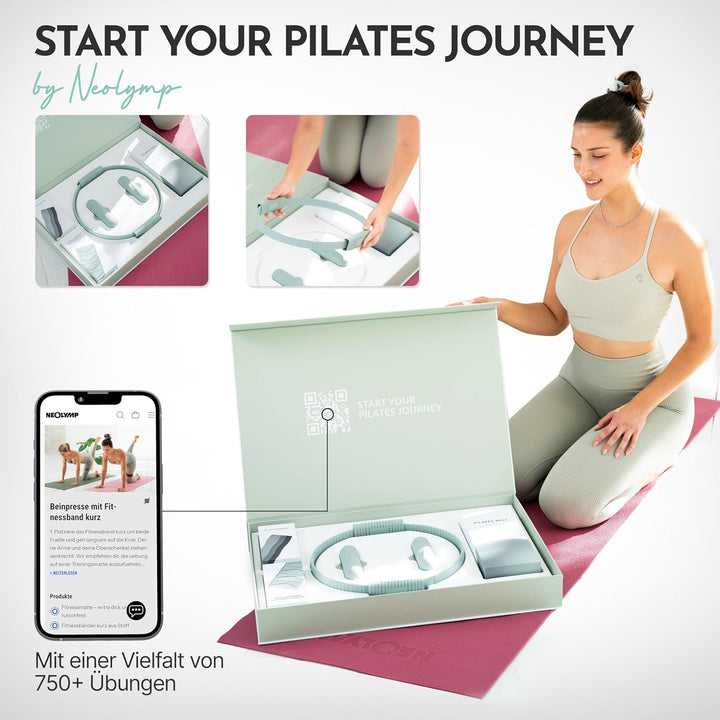 NEOLYMP Pilates Set für Zuhause – Pilates Ball, Pilates Ring &amp; Gewichte – Komplettes Pilates Zubehör