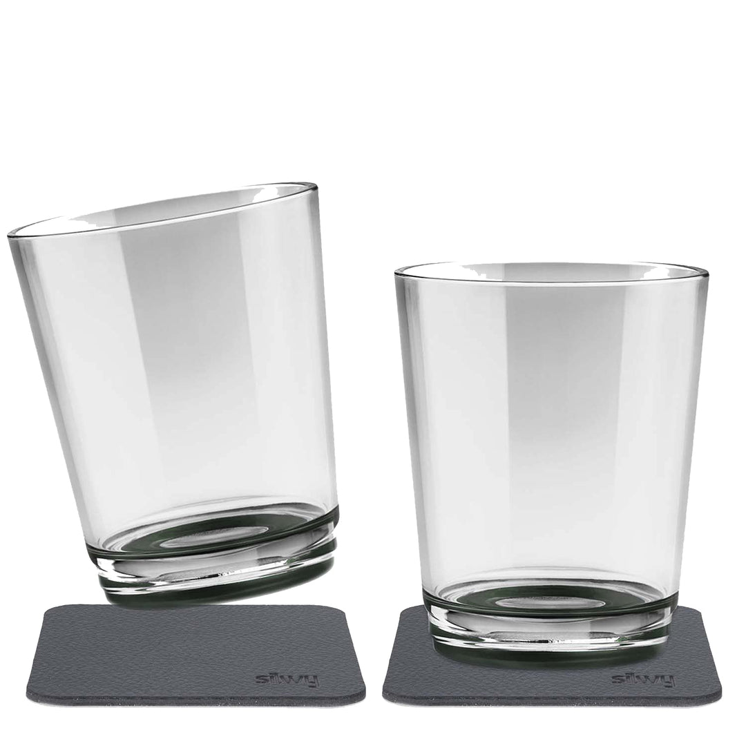 silwy® rutschfeste, bruchsichere Magnet-Trinkbecher (2er Set) in der Farbe Pearl Grey inkl. zwei Met
