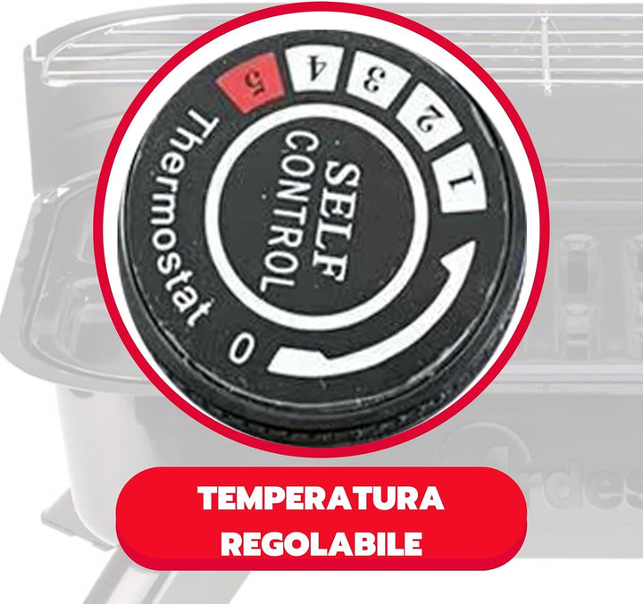 ARDES - ARBBQ01 Rauchfreier Elektrogrill BRASERO FEET, BBQ Elektro-Doppelgrill XXL mit Spritzschutz