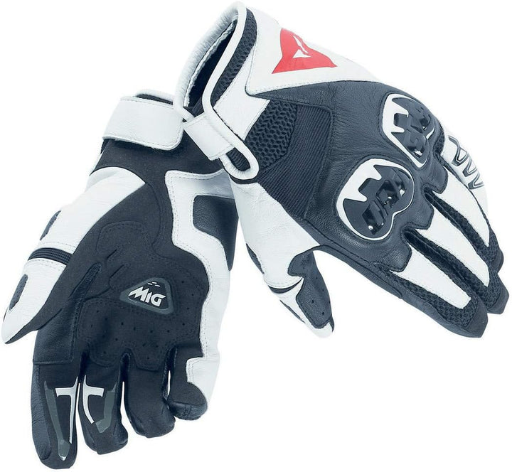 Dainese Unisex Mig C2 Gloves Motorbike Motorcycle Leather Summer Gloves XL schwarz-weiss, XL schwarz