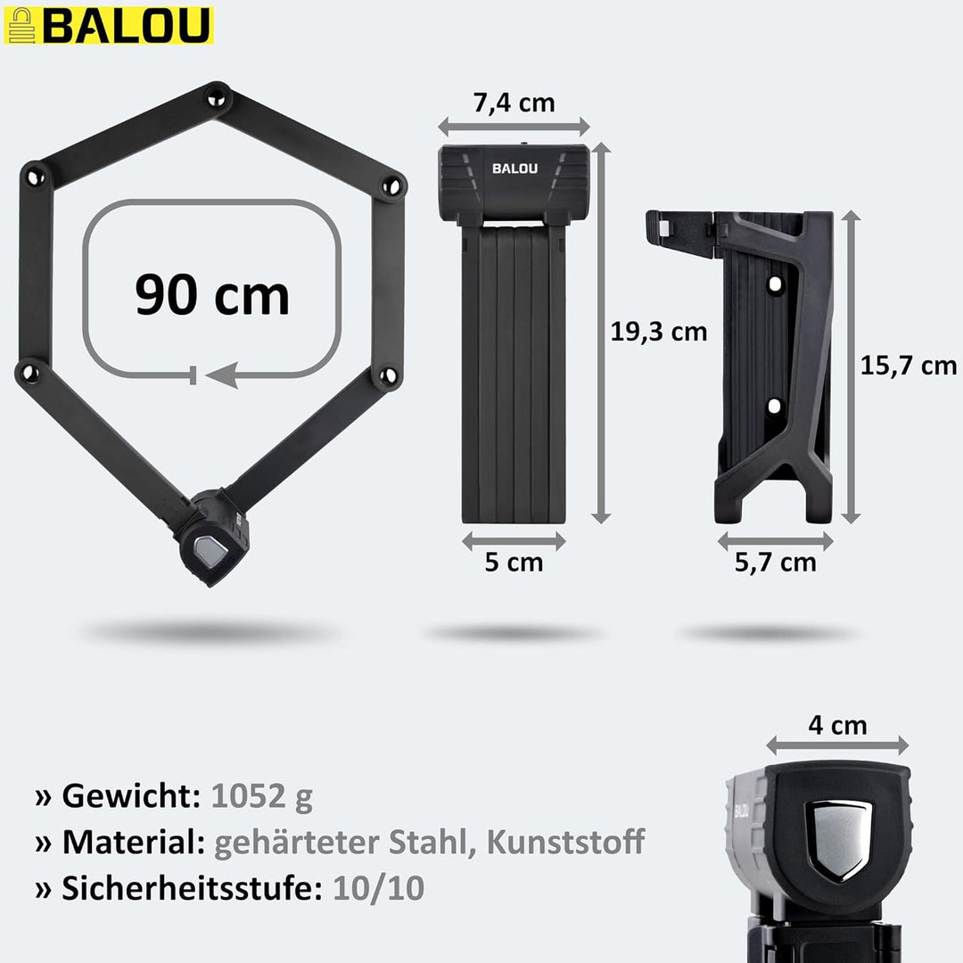 Faltschloss Fahrrad mit Halterung