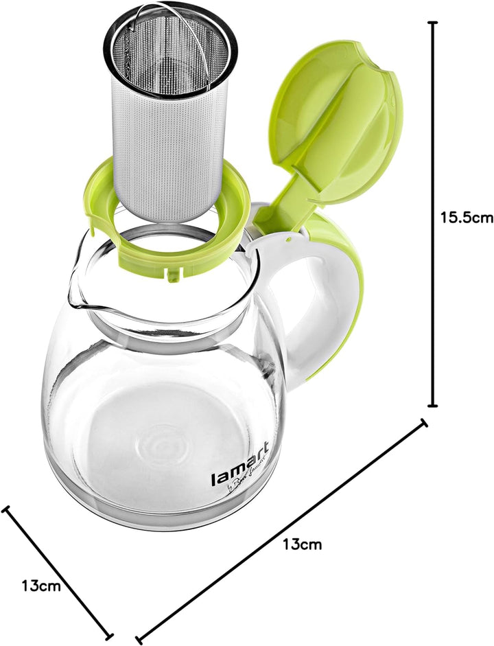 Lamart LT7028 Glass teapot, Glas, Green, 13 x 13 x 15,5 cm