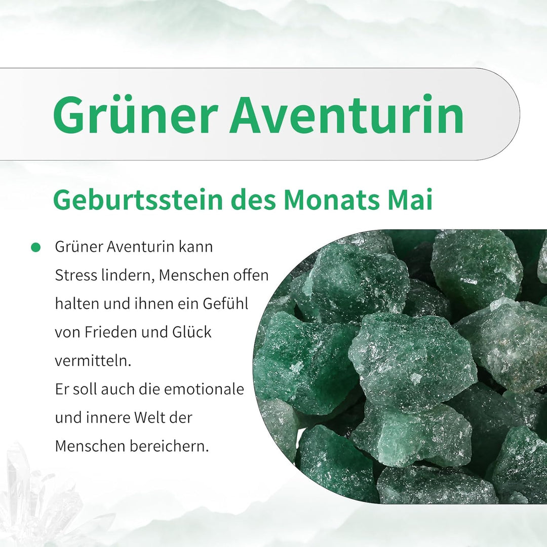 KYEYGWO Grüner Aventurin Kristall Polyedrische Würfel Set, 7pcs Reiki Heilung Stein Polyedrischer Sp