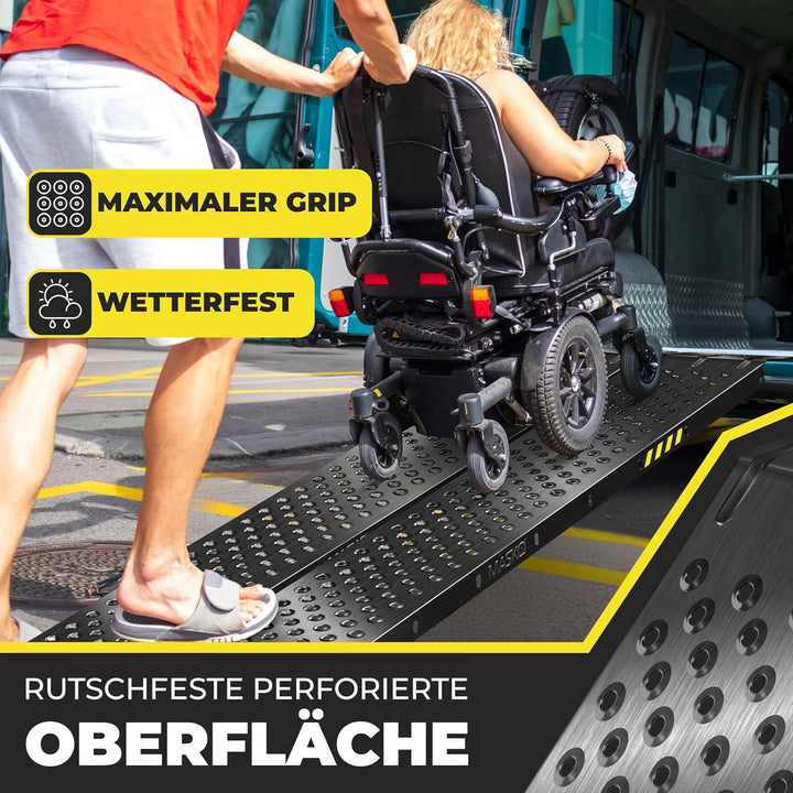 MASKO® 2X Auffahrrampe 400kg | Verladerampe | Verladeschiene | verzinkter Stahl | Antirutsch | 200kg