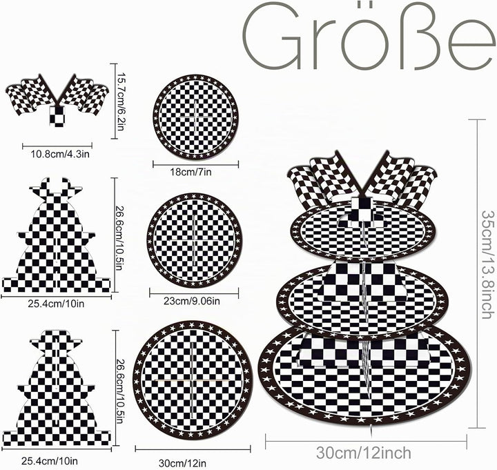 3-stöckiger Cupcake Ständer Rennen, Papp Tortenständer für Muffins, Dessert Etagere, Rennen Party Ti