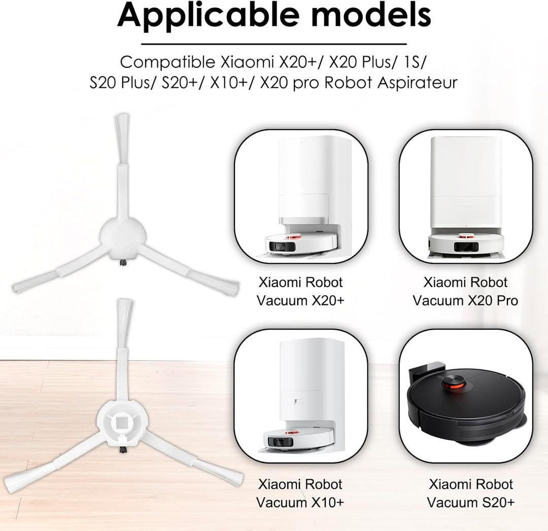 X20+ Seitenbürsten kompatibel mit Xiaomi X20+/X20 Plus/1S/S20 Plus/S20+/X10+/X20 Pro Saugroboter, Se