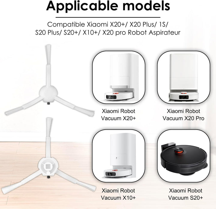 X20+ Seitenbürsten kompatibel mit Xiaomi X20+/X20 Plus/1S/S20 Plus/S20+/X10+/X20 Pro Saugroboter, Se
