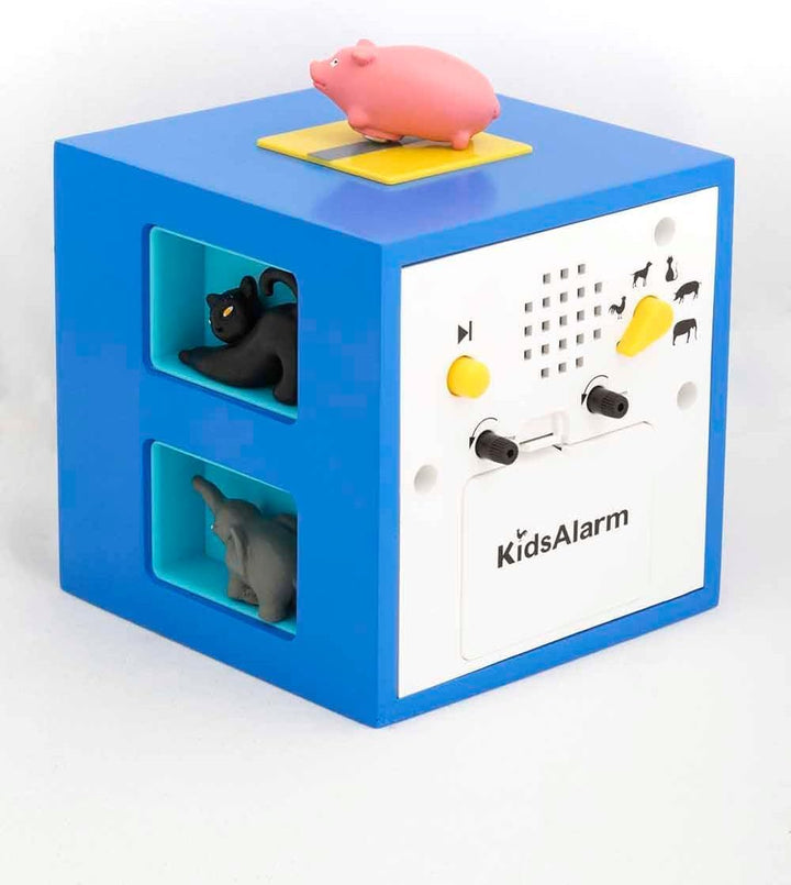 KOOKOO KidsAlarm Blau, Kinderwecker mit 5 Bauernhoftieren und echten Aufnahmen, Blau