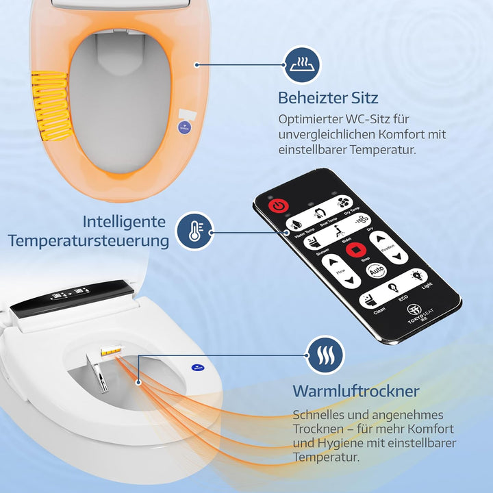 Japanische Toilette, Dusch WC Aufsatz – Smart Toilet mit Bidet, beheizbarer Toilettenbrille, Trocknu