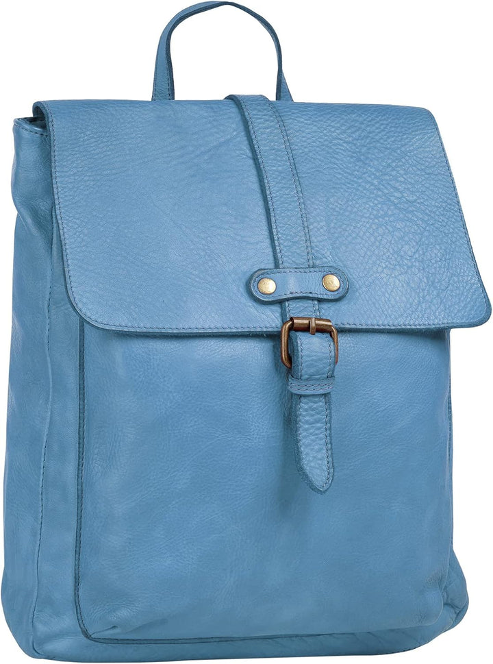 Samantha Look Rucksack Echt Leder Damen | | 021380 Blau, Blau