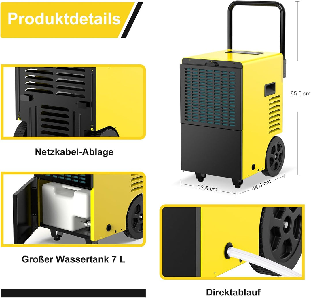 Bautrockner Luftentfeuchter Keller 30 L/Tag - Fläche 90 m²/230 m³ - 24Hr Timer Innenbereich Trocknun