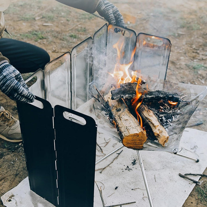 Windschutz aus verzinktem Eisen, Grill, Picknickkocher, Windschutz, faltbarer Campingkocher, Windsch