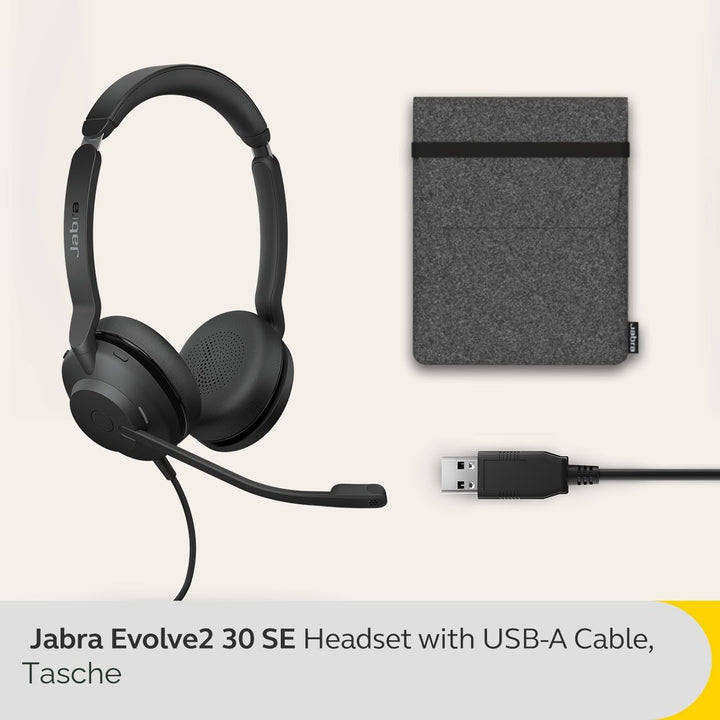 Jabra Evolve2 30 SE - Kabelgebundenes Stereo-Headset mit Geräuschunterdrückung und 2-Mikrofon-Techno