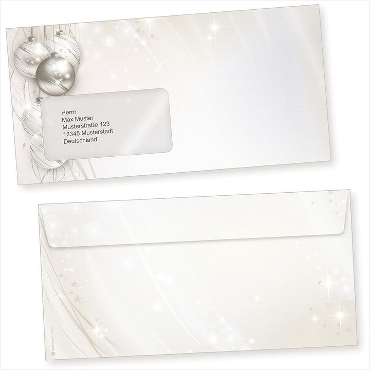 ELEGANCE 25 Sets Weihnachtsbriefpapier mit Fensterumschlag Briefpapier Weihnachten mit Umschlag mit