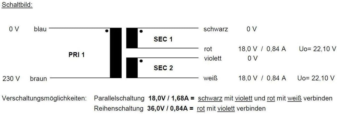 Sedlbauer Ringkerntrafo Transformator 30VA 2x18V für Audio, Industrie, Halogen und Schienensysteme -