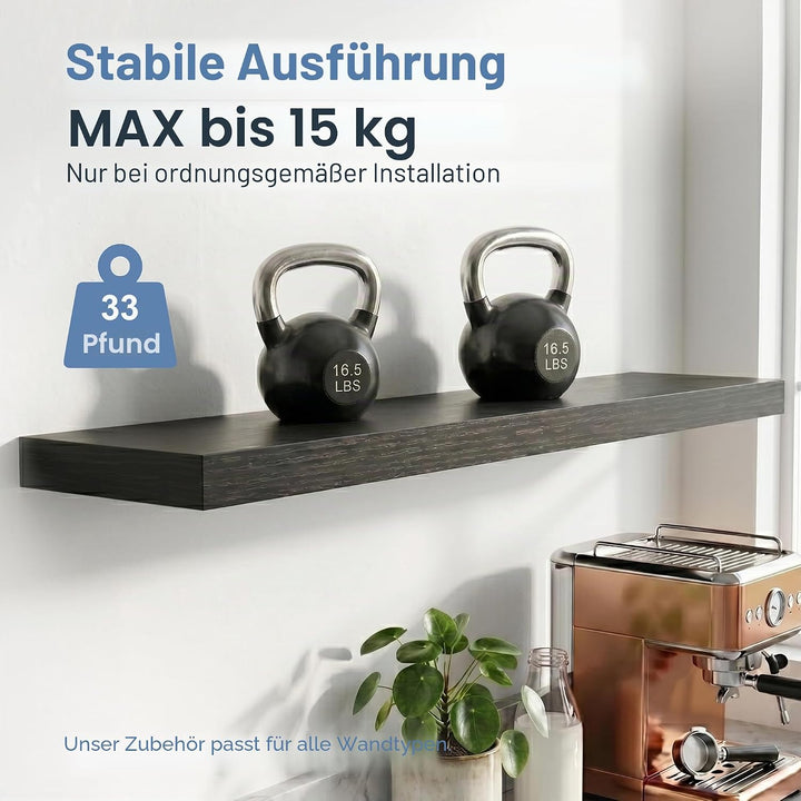 Schweberegale Schwarz 2er Set – Wandboard 90 cm aus Holz mit PVC-Beschichtung, Moderne Wandregale fü