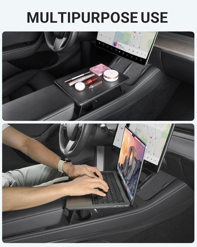 BASENOR Tesla Model 3 Model Y Center Console Tischablage Organizer Faltbarer Rutschfester ESS/Laptop