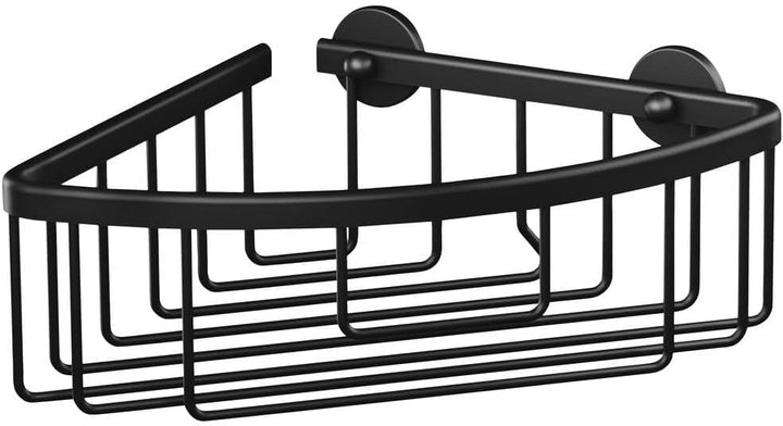 tesa ALUXX BLACK Eck-Duschablage zur Wandmontage ohne Bohren, schwarz matt - einstöckig - für Bäder