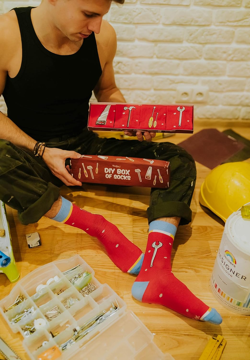 Rainbow Socks - Damen Herren DIY Set Lustige Geschenke Bunte Socken - 2 Paar 36-40 2x DIY BOX OF SOC