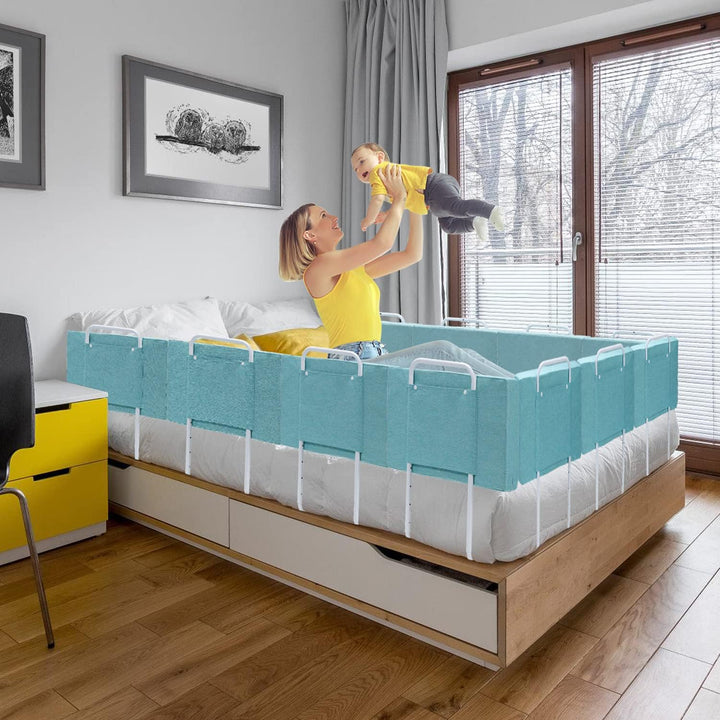 Ikodm Bettgitter 3x60cm rausfallschutz Bett,Bettschutzgitter für Kinder 5-Loch Höhenverstellbar Bett