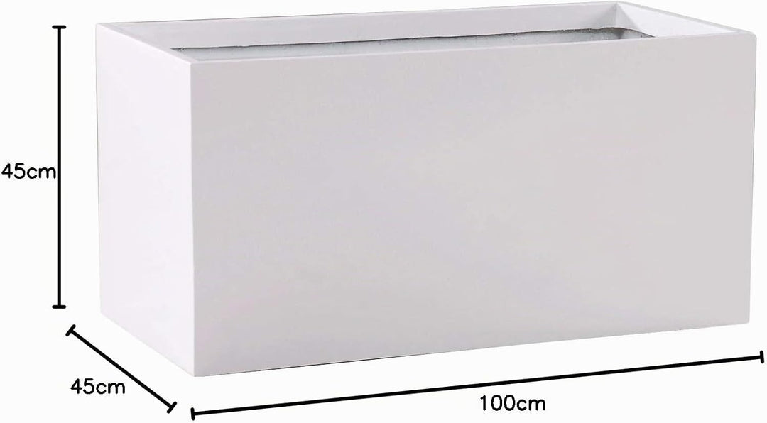 VIVANNO Blumenkübel Pflanzkübel Pflanzgefässe Übertöpfe Blumentöpfe a. Fiberglas Maxi Weiss 100cm 45