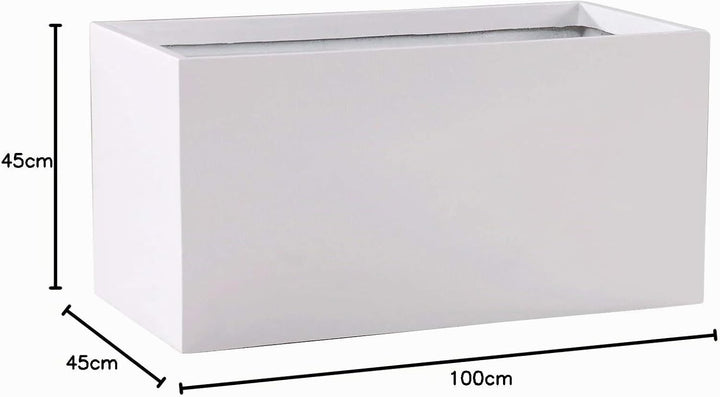 VIVANNO Blumenkübel Pflanzkübel Pflanzgefässe Übertöpfe Blumentöpfe a. Fiberglas Maxi Weiss 100cm 45