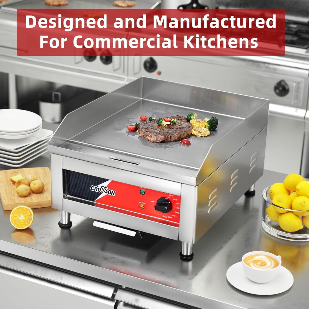 CROSSON 40 * 40CM Kommerzielle elektrische Arbeitsplattengrillplatte, flacher Grill mit antihaftbesc