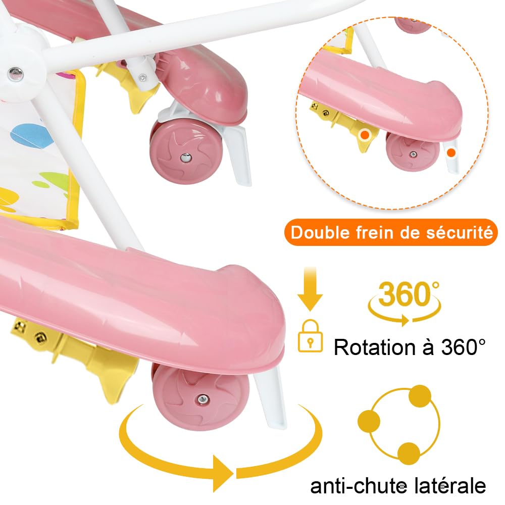 Lauflernhilfe für Babys mit Spielset und Bodenmatte, robust, faltbar, mit 5 verstellbaren Positionen