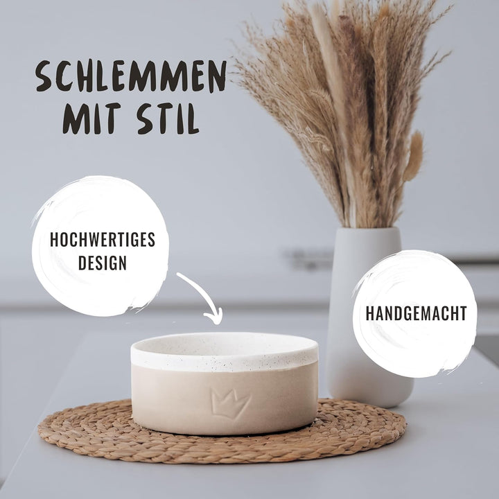 Rudelkönig Hundenapf Keramik - 900ml Napf - Handgefertigter Futternapf Hund Keramik - Rutschfester K
