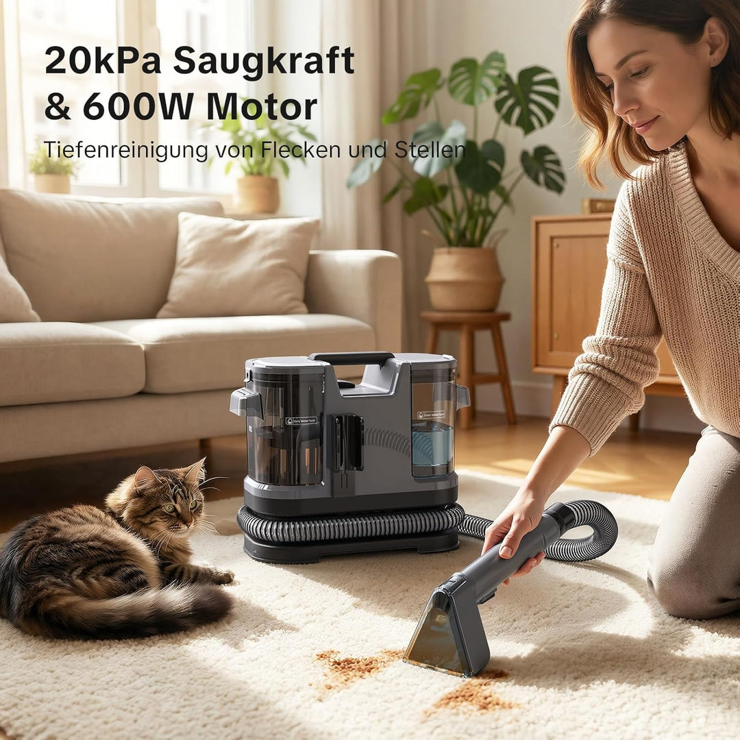 Lubluelu Nasssauger, 600 W - 20 kPa Polsterreiniger Gerät, tragbares Teppich-Reinigungsgerät mit Sel
