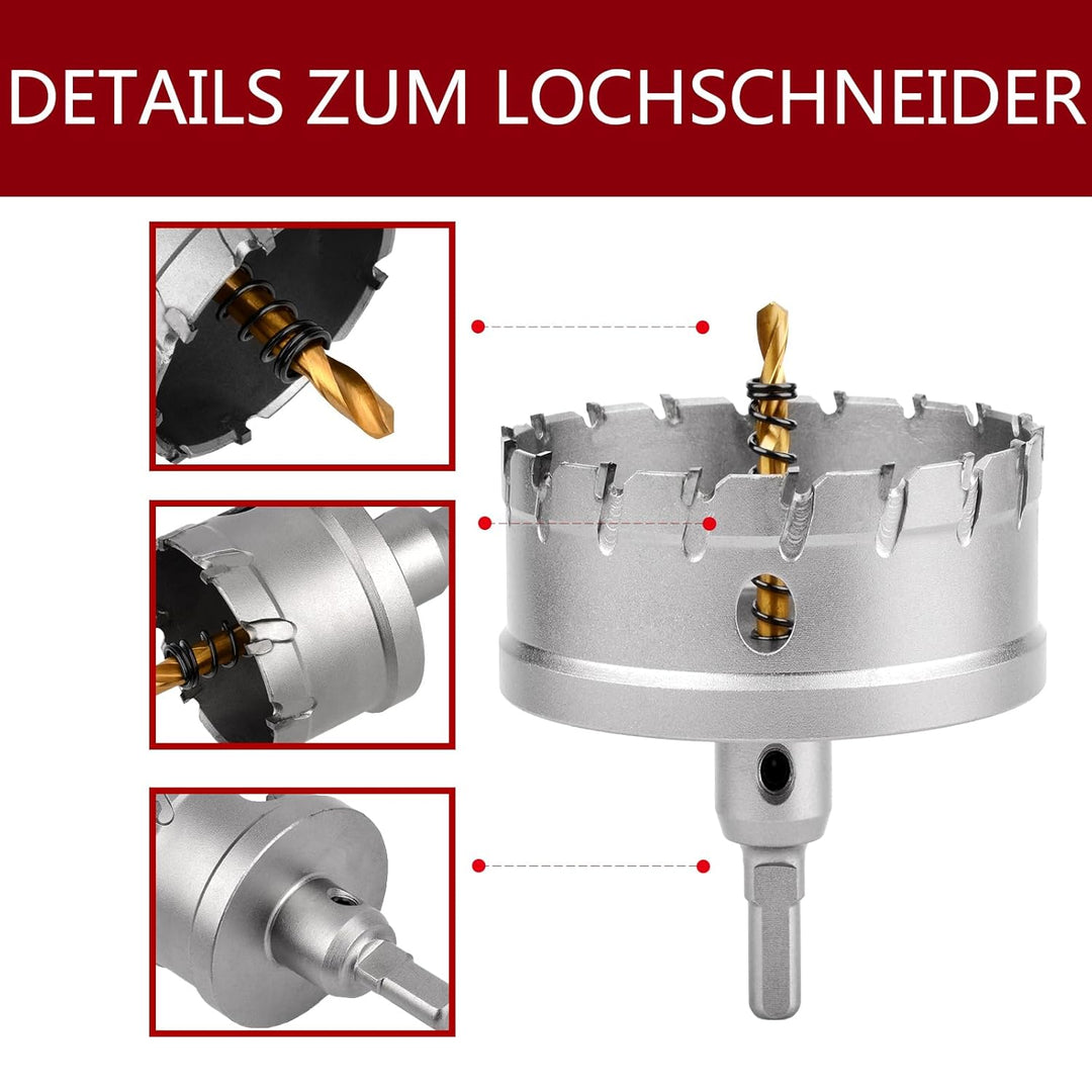 140mm Lochsäge Hartmetall-Bohrer, TCT-Metall Lochsäge Bohrer für Edelstahl, Eisen, Legierung, Holz,