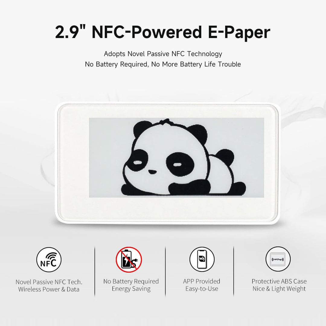Waveshare 1.54inch NFC-Powered e-Paper No Battery Wireless Powering and Data Transfer (Pure White Ca