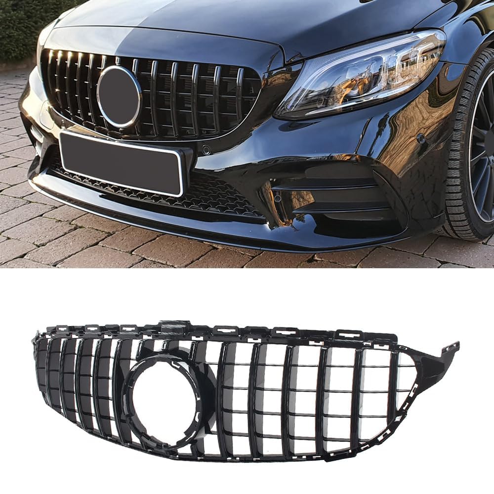 W205 Kühlergrill, GTR GT Style Frontgrill für Mercedes C-class C180 C200 C250 C300 C350 C400 2019 20