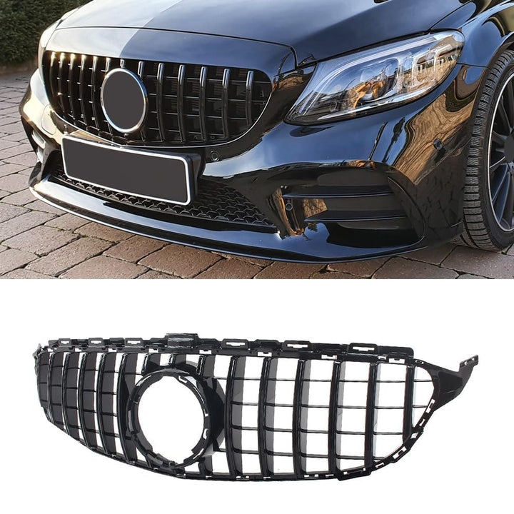 W205 Kühlergrill, GTR GT Style Frontgrill für Mercedes C-class C180 C200 C250 C300 C350 C400 2019 20