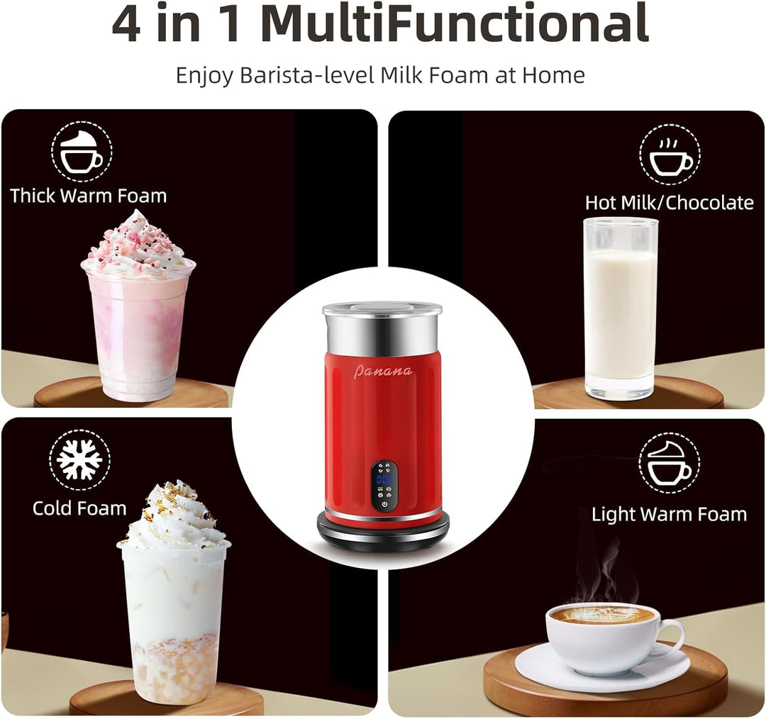 Panana Elektrische Milchaufschäumer 4 in 1 - Automatische Milchaufschäumer, Milchdämpfer mit einem F