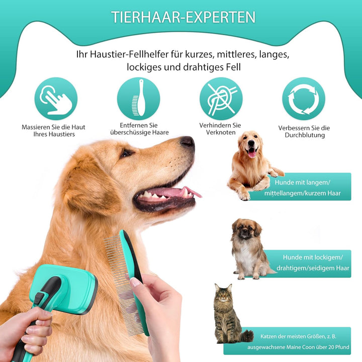 Hunde Katze Selbstreinigende Zupfbürste + Nagelknipser-Set für Haarausfall Fellpflege langes kurzes