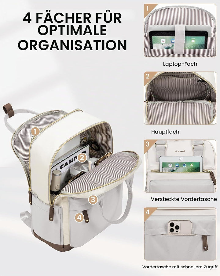 LOVEVOOK Laptop Rucksack Wasserdicht, Reiserucksack Arbeitstasche Damen Schulrucksack Mädchen Teenag