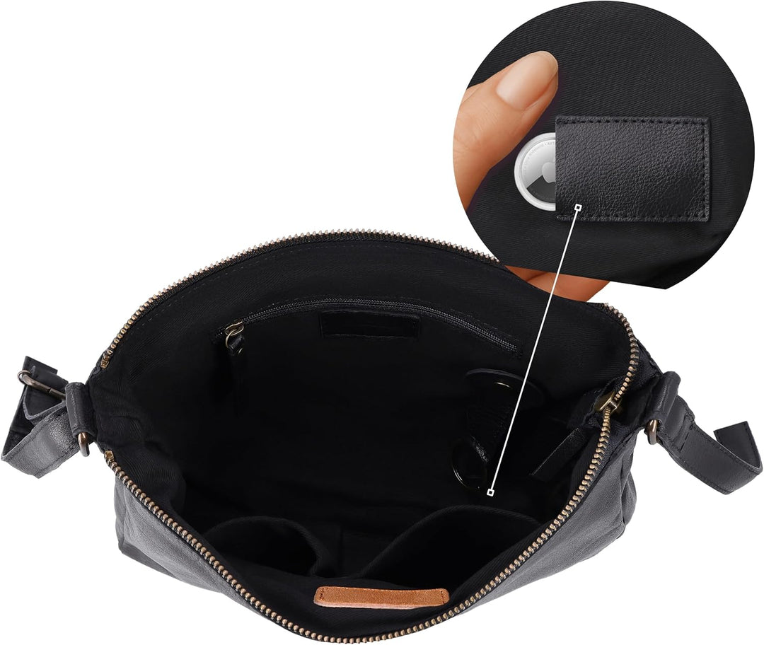 Gusti Handtasche Leder - Maisie Damen Handtasche Schultertasche Umhängetasche Ledertasche klein Schw