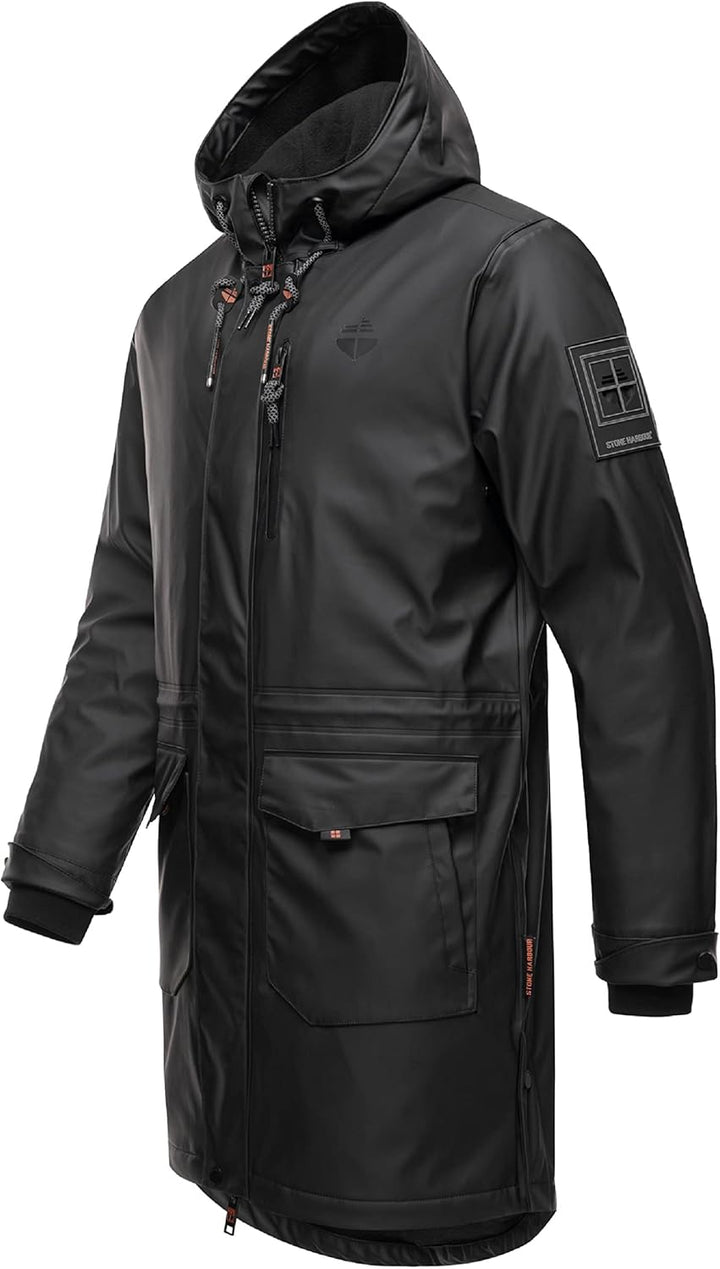 STONE HARBOUR wasserdichter gefütterter Herren Regenmantel Verdaan S-3XL M Schwarz, M Schwarz
