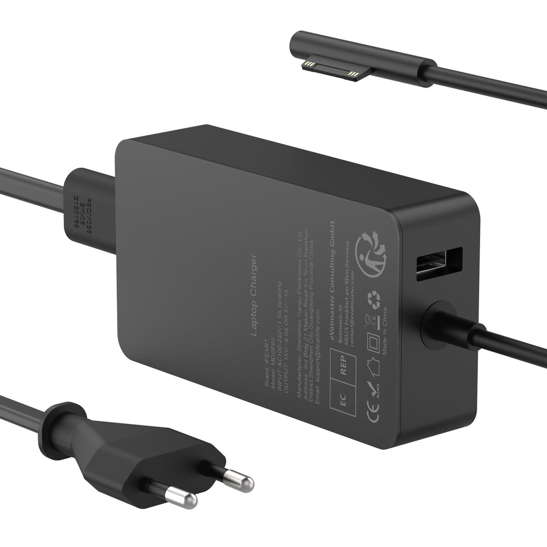 Surface Ladekabel 65W 15V 4A Microsoft Ladegerät Netzteil für Surface Pro 11/10/9/8/7/Pro 7+/Pro 6/P