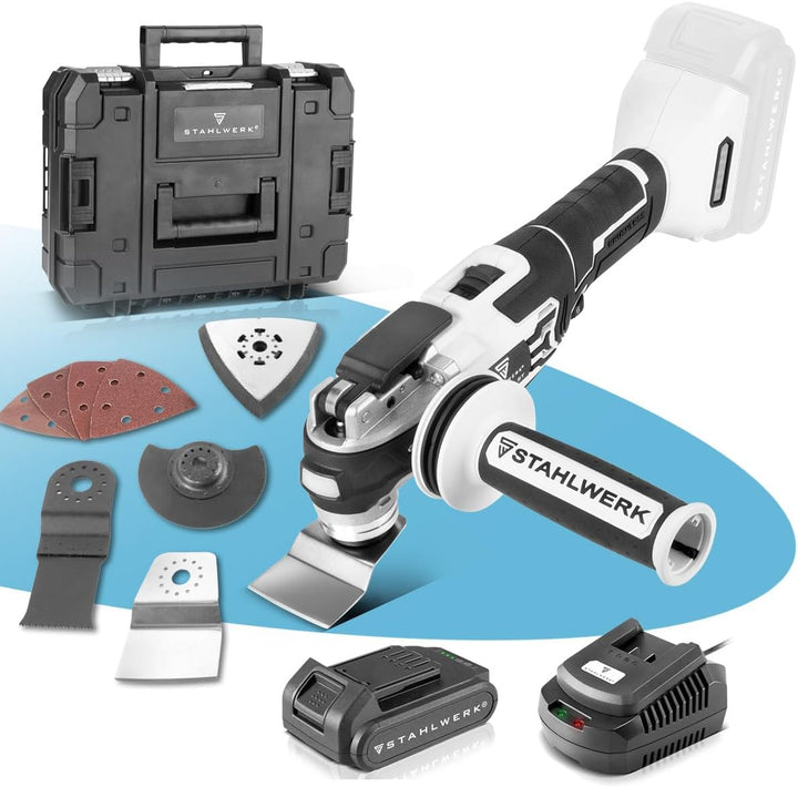 STAHLWERK Oszillierendes Akku-Multifunktionswerkzeug 20 V Akku-System (OMTB-20 ST) – 900 Watt, 10.50