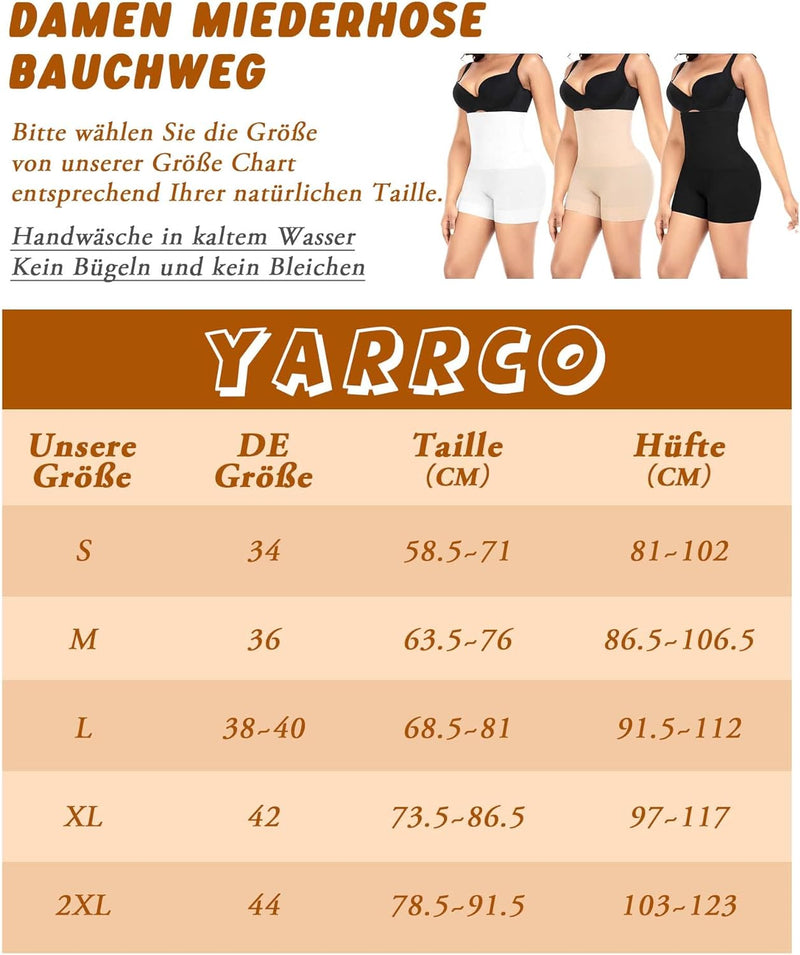 YARRCO Bauchweg Unterhose Damen Shapewear Nahtlose Miederhhose Hohe Taille Kurze Miederpants Body Sh