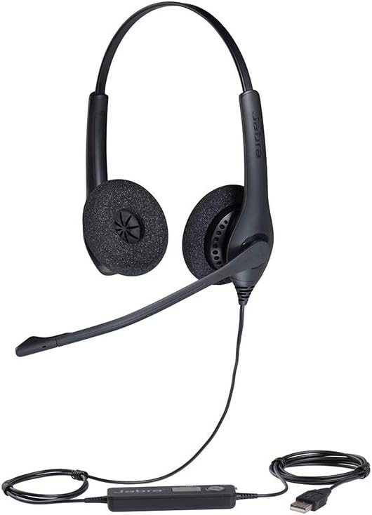 Jabra Biz 1500 USB-A On-Ear Stereo Headset - Corded Headphone with Noise-Cancelling Microphone, Cont