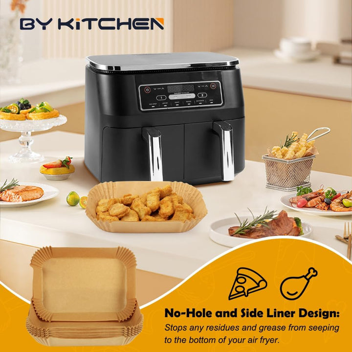 BYKITCHEN 200 Stücke Backpapier für Heissluftfritteuse Ninja Double Stack XL 9.5L SL400EU, Airfryer