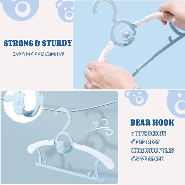 HGYZE Baby Mitwachsende kleiderbügel Kinder, Stapelbare Hanger + Haken + Hosenständer, rutschfest Ba
