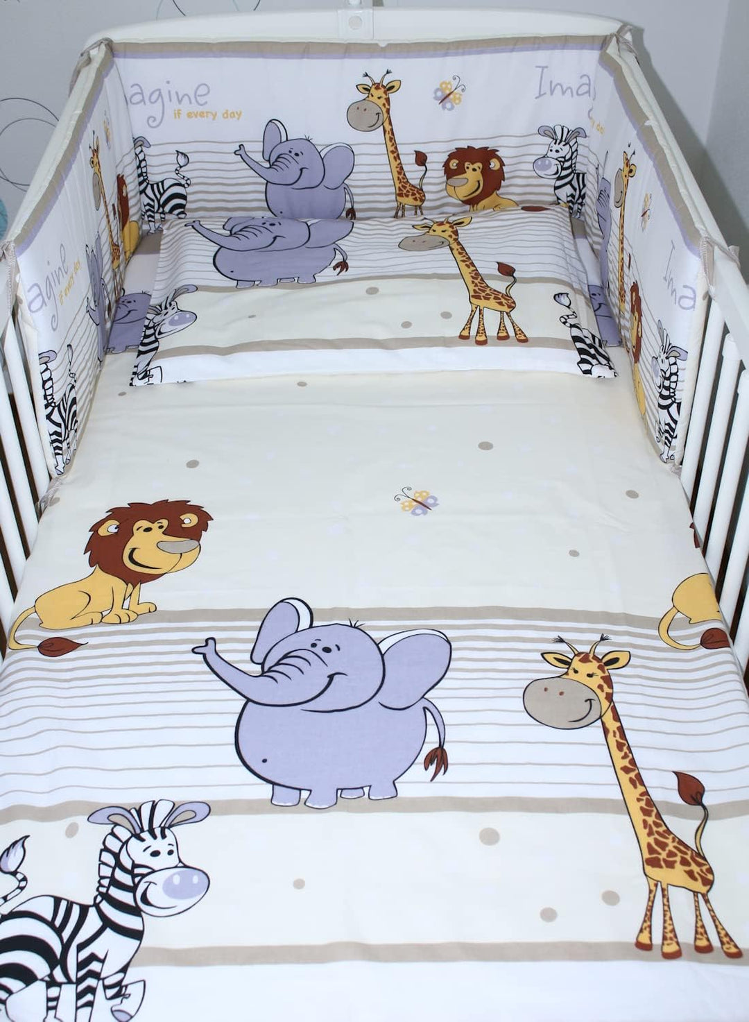 Baby Bettwäsche - Safari - Kinderbettwäsche Babybettwäsche mit Kissenbezug Baumwolle (Braun, 90 x 12