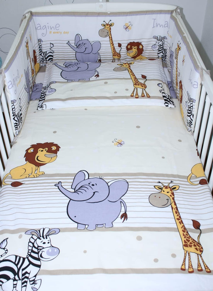 Baby Bettwäsche - Safari - Kinderbettwäsche Babybettwäsche mit Kissenbezug Baumwolle (Braun, 90 x 12
