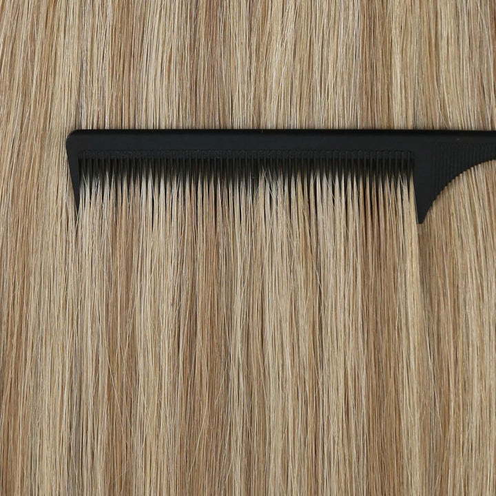 Ugeat Tape Extensions Echthaar Blond Haarverlängerung Echthaar Tapes Goldbraun mit Platinblond Invis